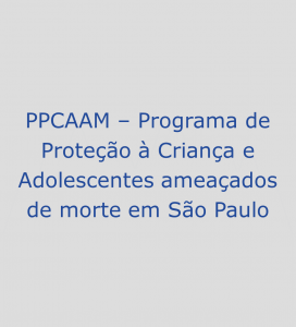 PPCAAM – Programa de Proteção à Criança e Adolescentes ameaçados de morte em São Paulo